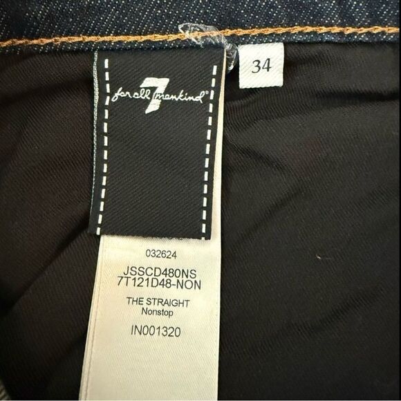 7 For All Mankind The Straight Classic Dark Blue Jeans Los Angeles Men’s Size 34 - Picture 9 of 12